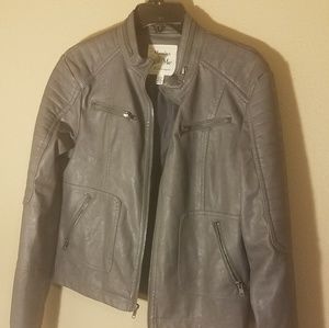Nwot Grey faux leather jacket